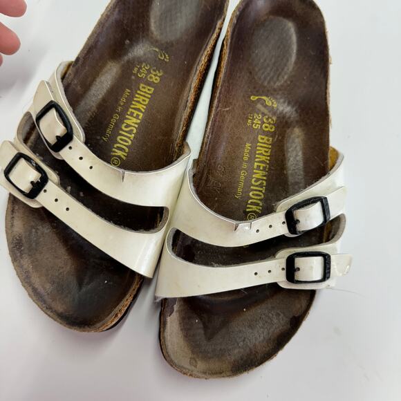 Birkenstock Sandals Womens 38 (7) White Ibiza Birko Flor Slip On Slide Shoes - Picture 4 of 10